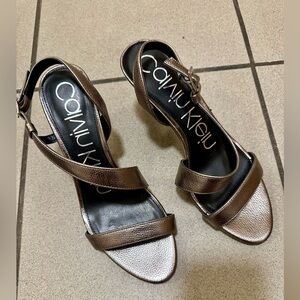 Calvin Klein Metallic Lancy Strappy Heels - Size 7